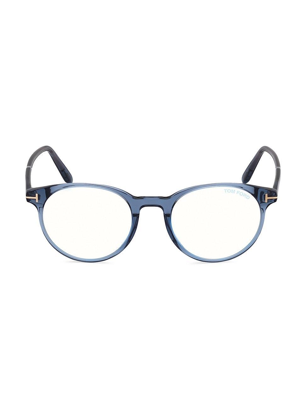 Mens 47MM Round Blue Block Optical Glasses Product Image