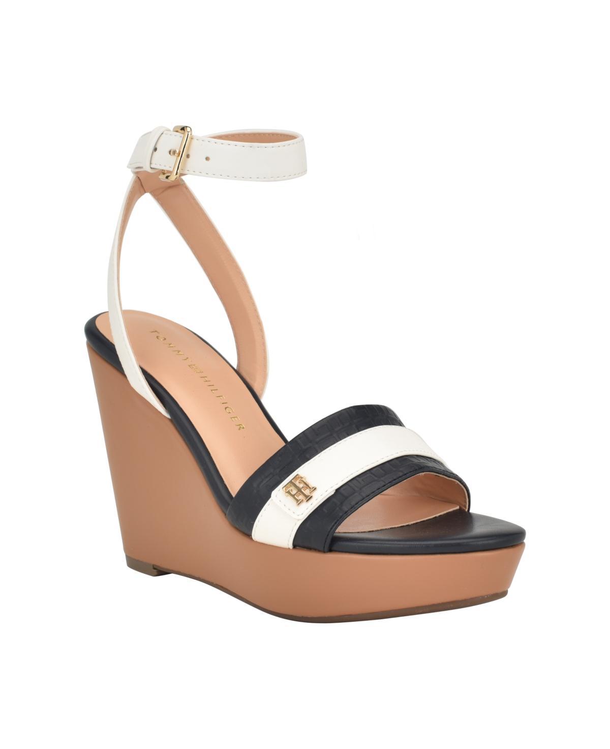 Tommy Hilfiger Womens Maroe High Ankle Wrap Wedge Sandals - White Product Image