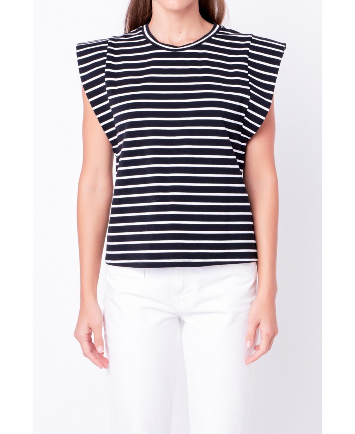 English Factory Stripe Extended Shoulder T-Shirt Product Image