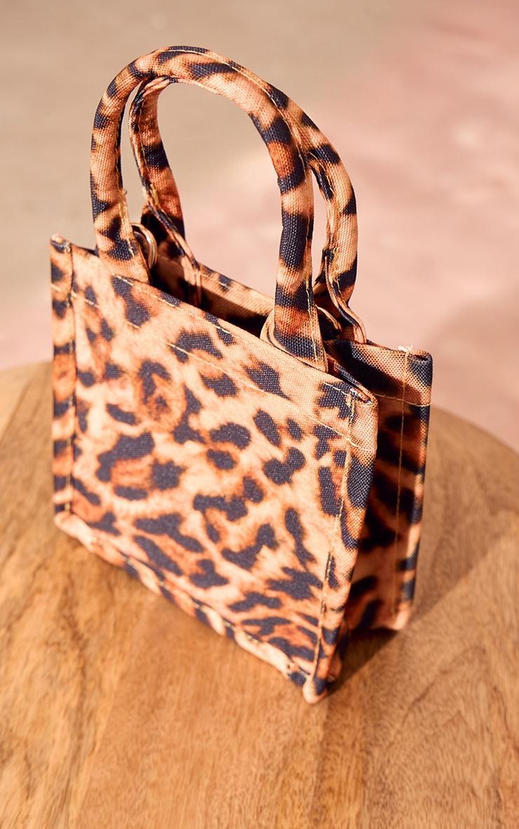 Leopard Print Canvas Cross Body Tote Product Image