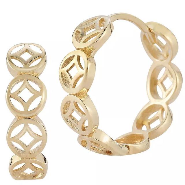 LUMINOR GOLD 14k Gold Open Work Huggie Hoop Earrings, Womens Product Image