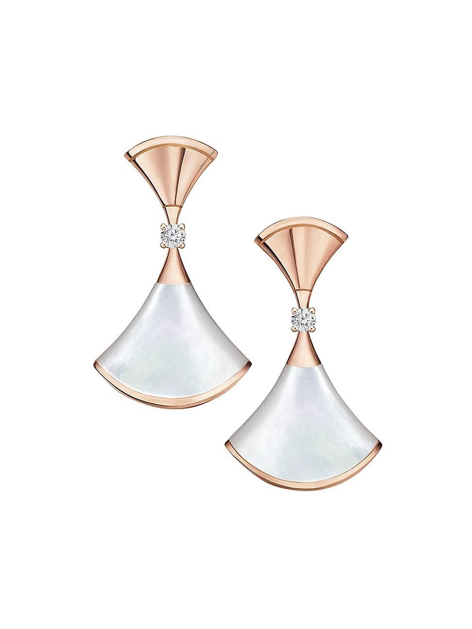 Womens Divas Dream 18K Rose Gold, Mother-Of-Pearl & Diamond Earrings Product Image