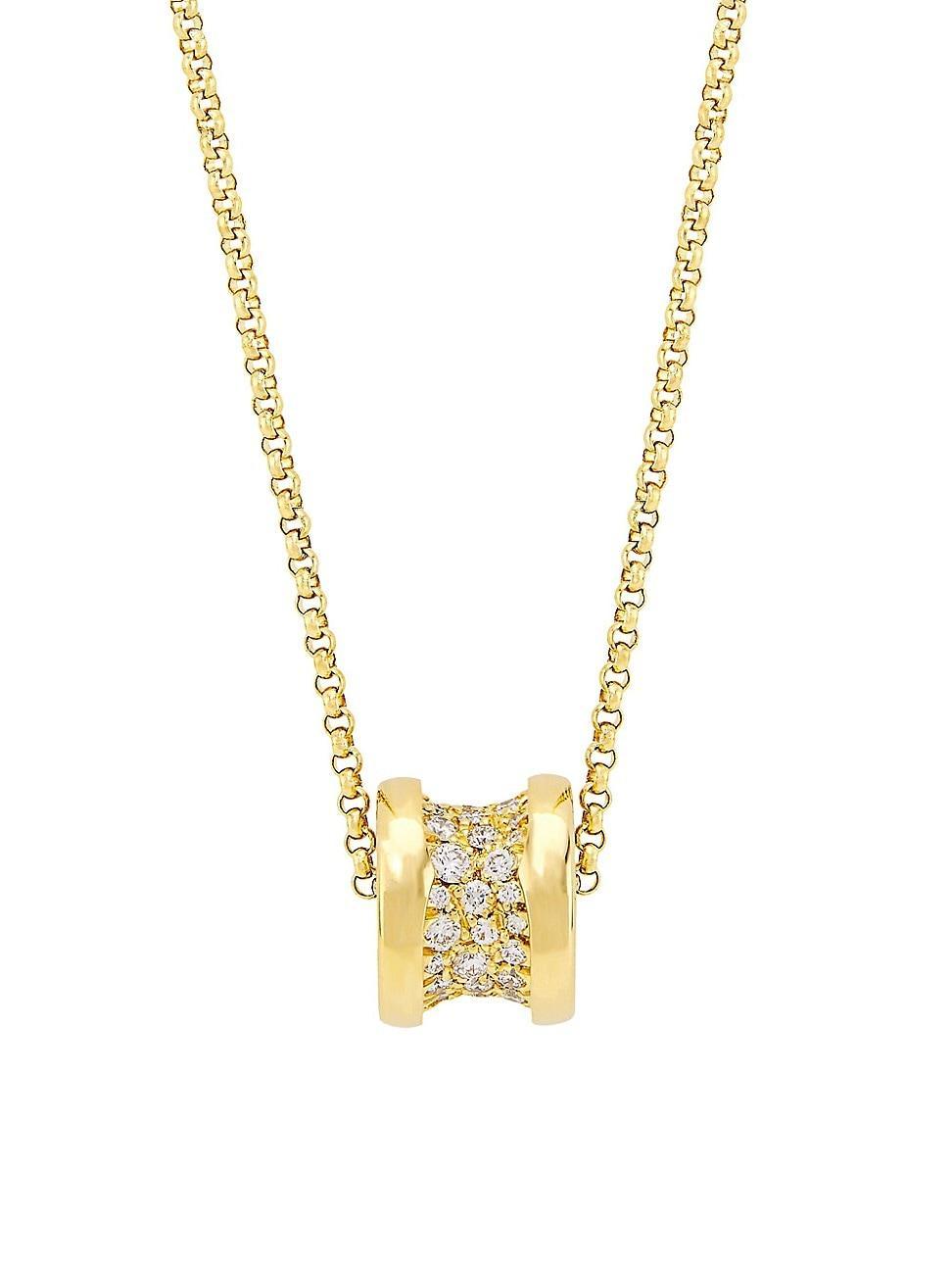 Womens B. zero1 18K Yellow Gold & Diamond Pendant Necklace Product Image