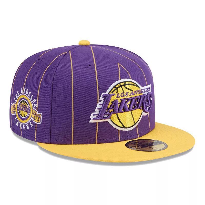 Mens New Era /Gold Los Angeles Lakers Pinstripe Two-Tone 59FIFTY Fitted Hat Product Image