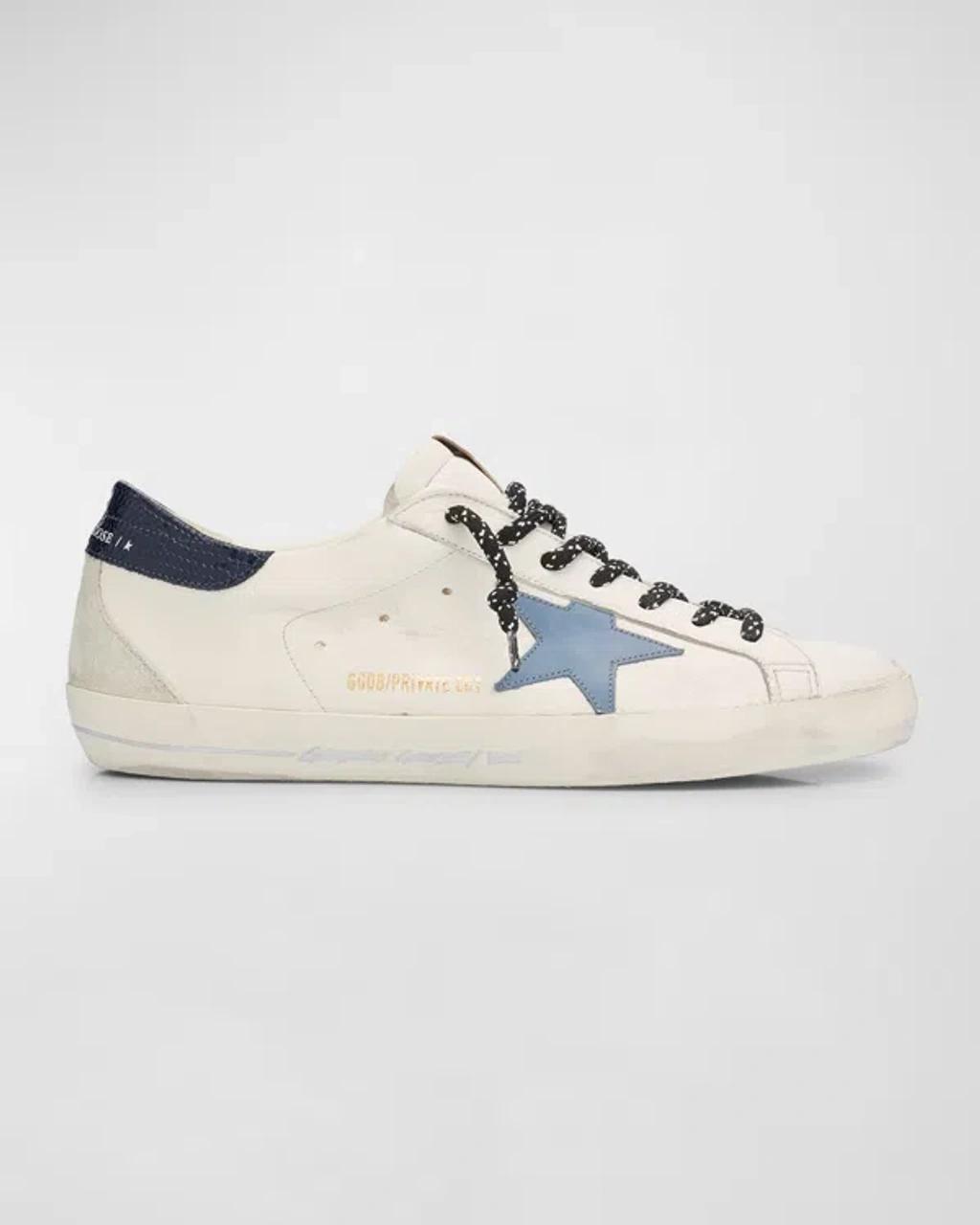 GOLDEN GOOSE Men's Superstar Leather Low-top Sneakers In White/light Blue Product Image