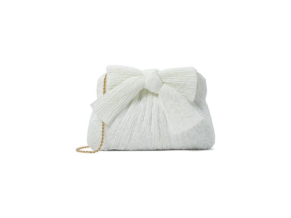 Loeffler Randall Rayne Pleated Frame Clutch with Bow Cream) Clutch Handbags Product Image