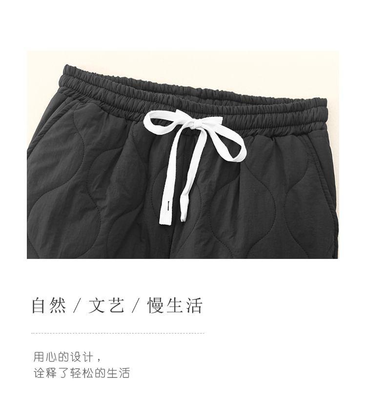 Drawstring Waist Quilted Wide Leg Pants Product Image