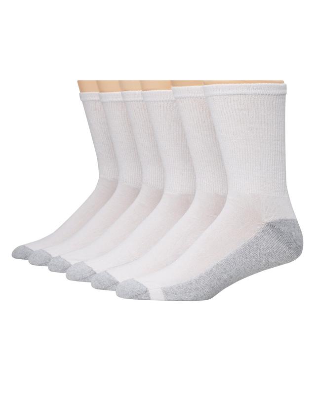 Hanes Mens Cushion Crew Socks, 6-Pairs White 6-12 Product Image