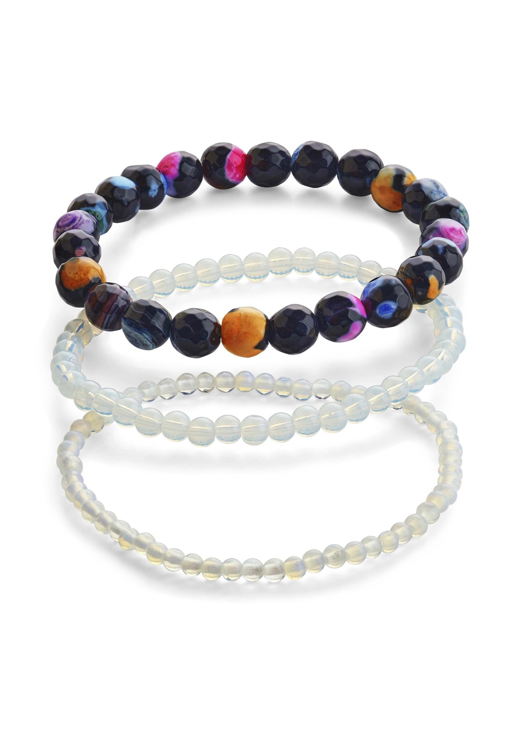 Opalite And Agate Beaded Stretch Bracelet Set Product Image