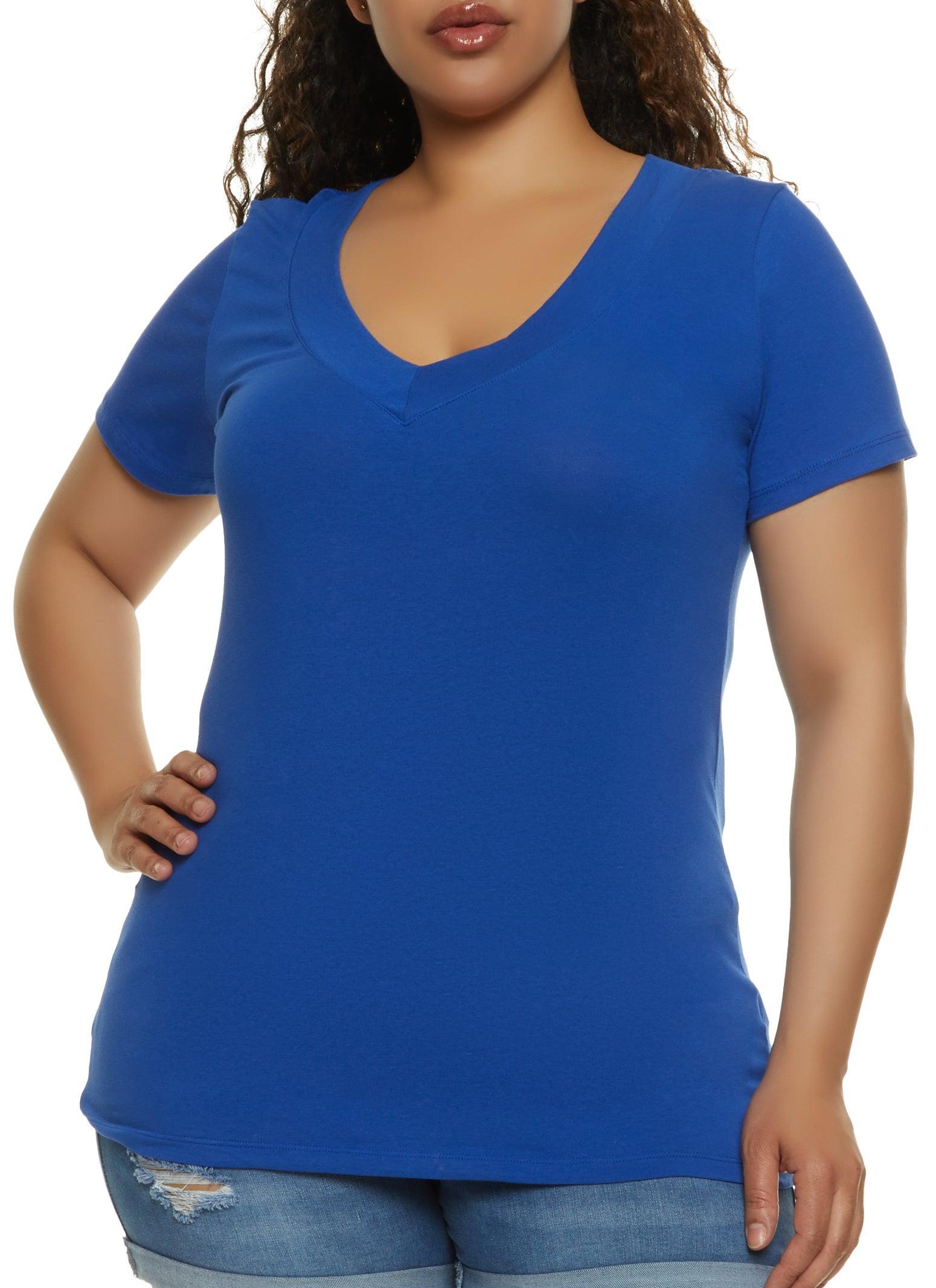 Womens Plus Size Basic V Neck Tee Product Image