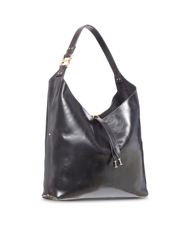 Marcie Glossy Leather Hobo Bag In Black Product Image