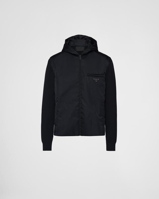 Wool and Re-Nylon gabardine hoodie Product Image