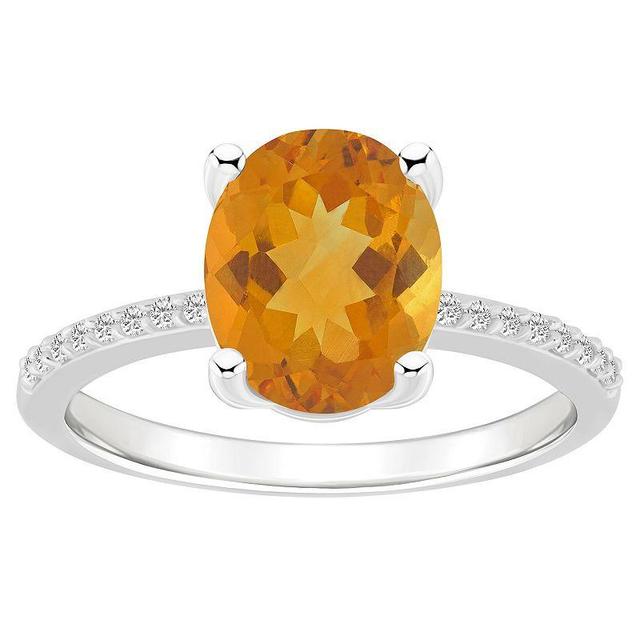 Alyson Layne 14k White Gold Oval Citrine & 1/10 Carat T.W. Diamond Ring, Womens Product Image