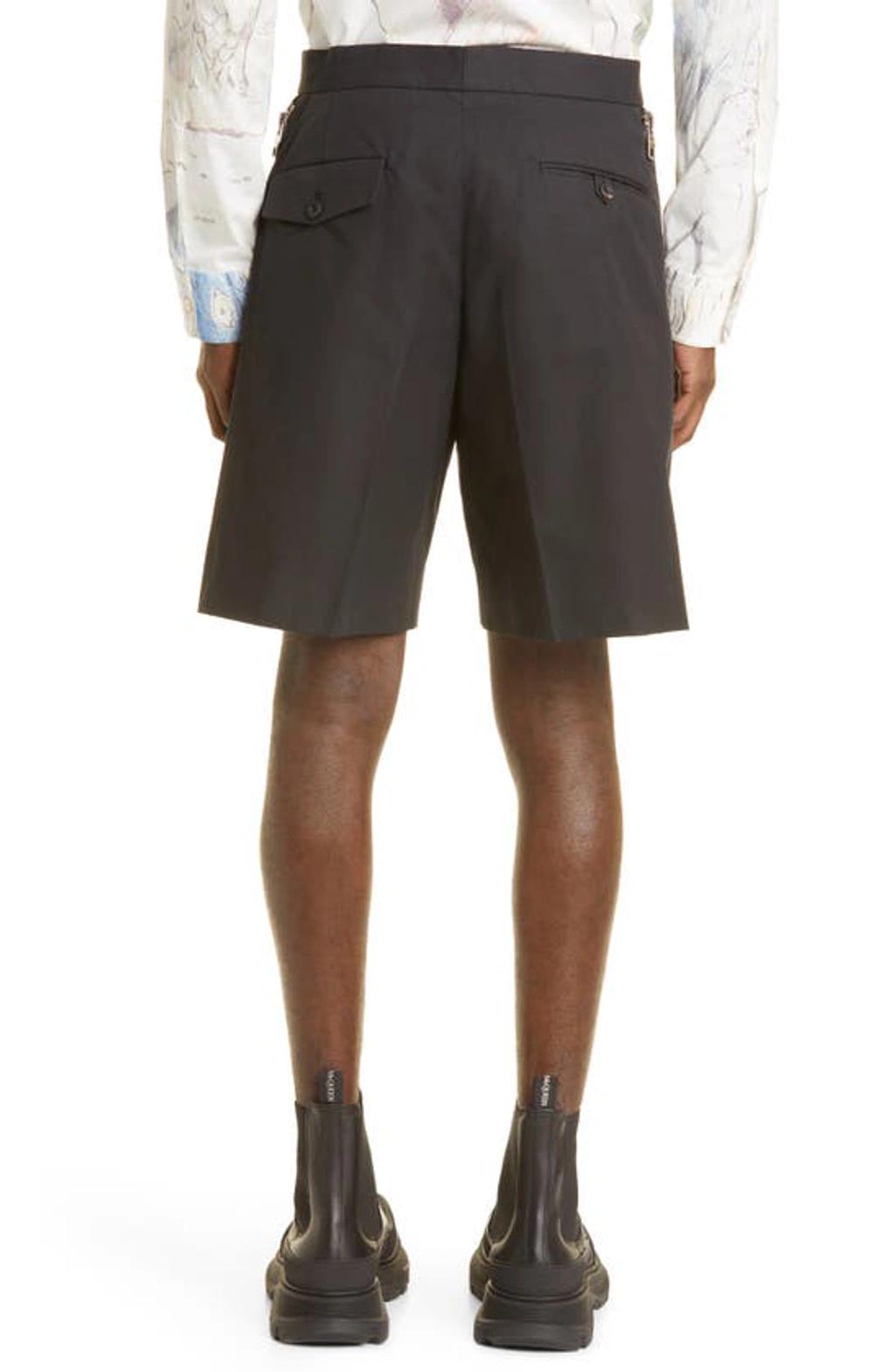 Cotton Bermuda Shorts With Zip Detail - Atterley In Black Product Image