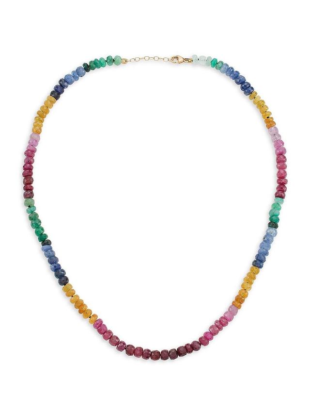 Womens Arizona 14K Yellow Gold & Rainbow Sapphire Beaded Necklace Product Image