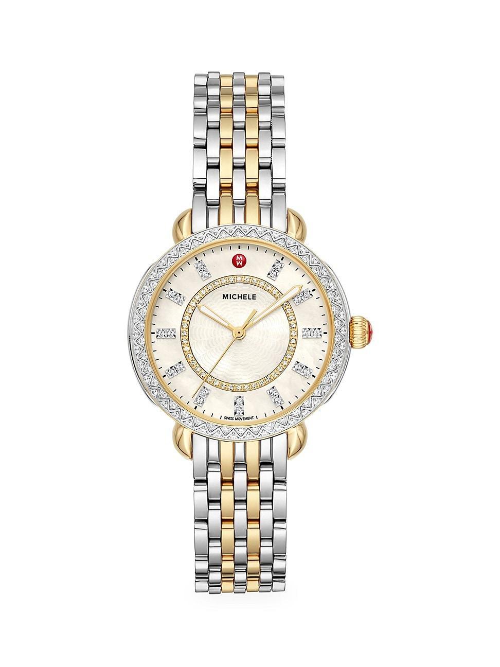 Womens Sidney Classic Two-Tone Yellow Goldplated Stainless Steel & Diamond Bracelet Watch Product Image