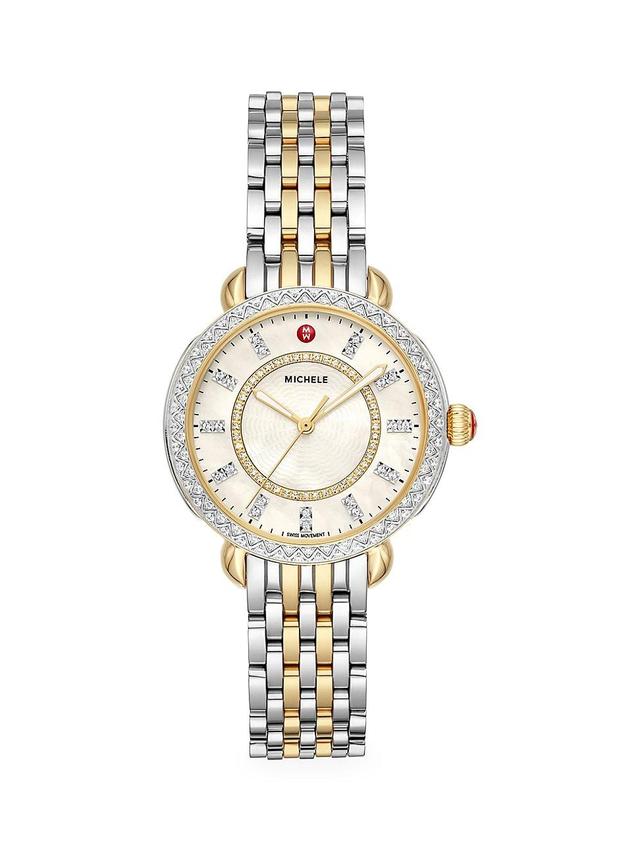 Womens Sidney Classic Two-Tone Yellow Goldplated Stainless Steel & Diamond Bracelet Watch Product Image