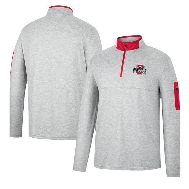 Mens Colosseum Heathered Gray/Scarlet Ohio State Buckeyes Country Club Windshirt Quarter-Zip Jacket Product Image