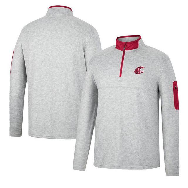 Mens Colosseum Heathered Gray/Crimson Washington State Cougars Country Club Windshirt Quarter-Zip Jacket Product Image