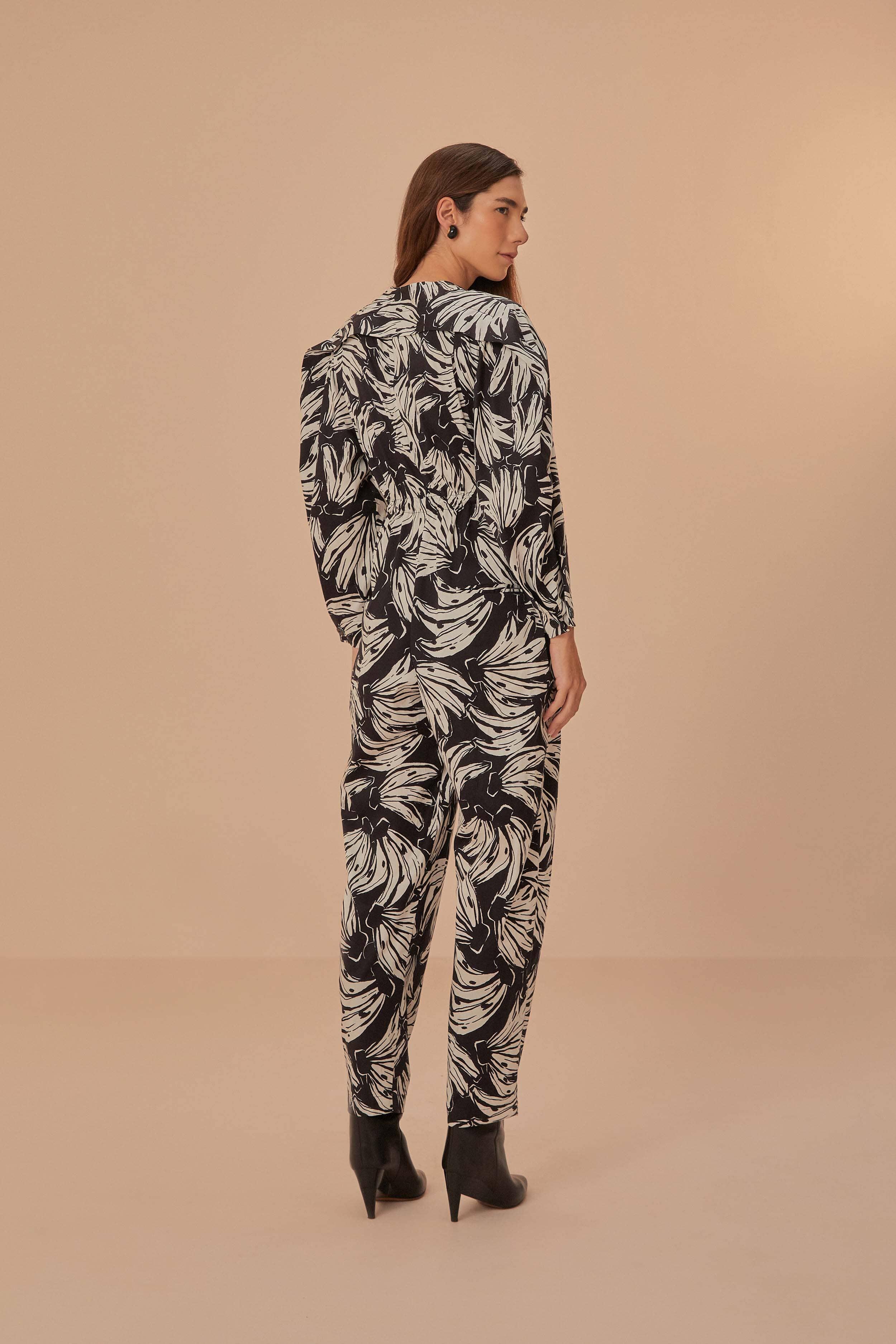 Black Bossa Banana Long Sleeve Jumpsuit Product Image