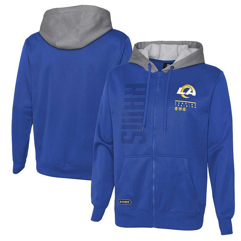 Mens Royal Los Angeles Rams Combine Authentic Field Play Full-Zip Hoodie Sweatshirt Product Image