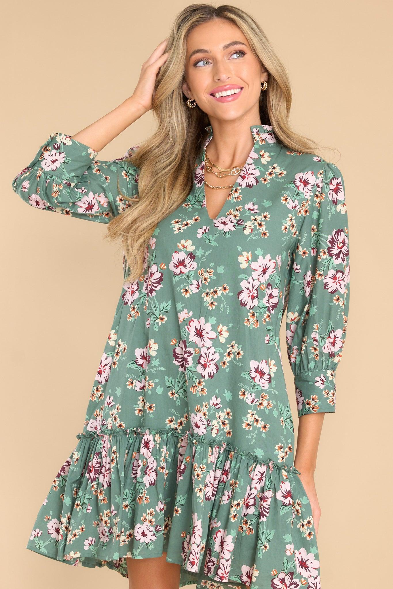 Chloe Apres Floral Dress Sage Product Image