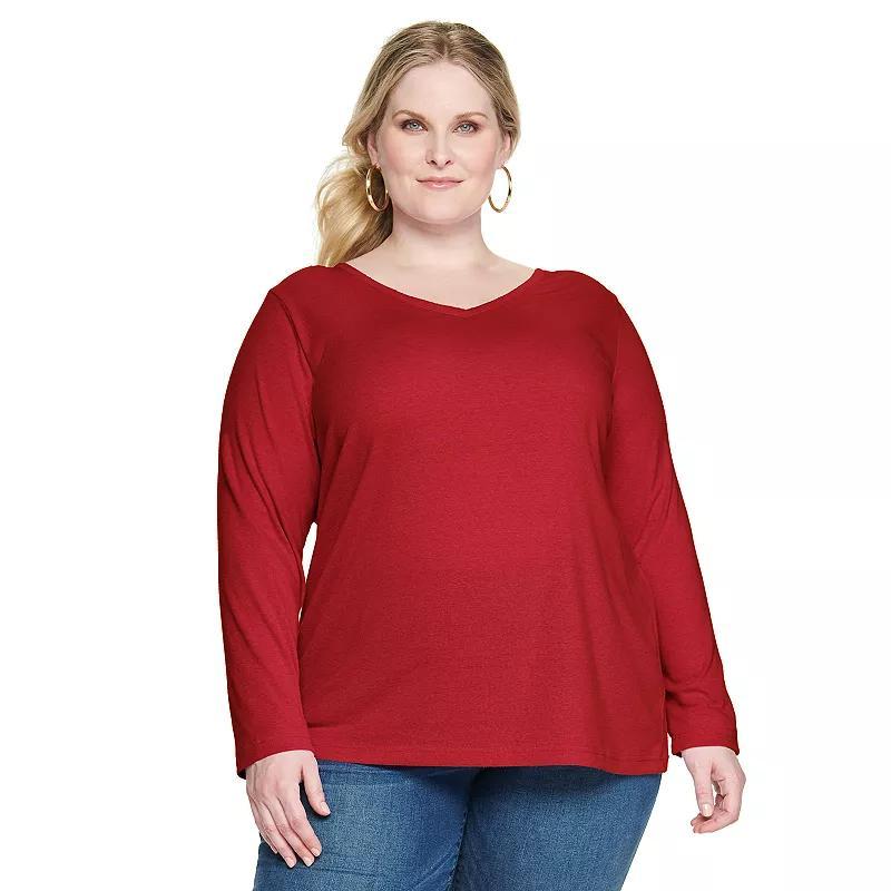 Plus Size Croft & Barrow Essential V-Neck Top, Womens Product Image