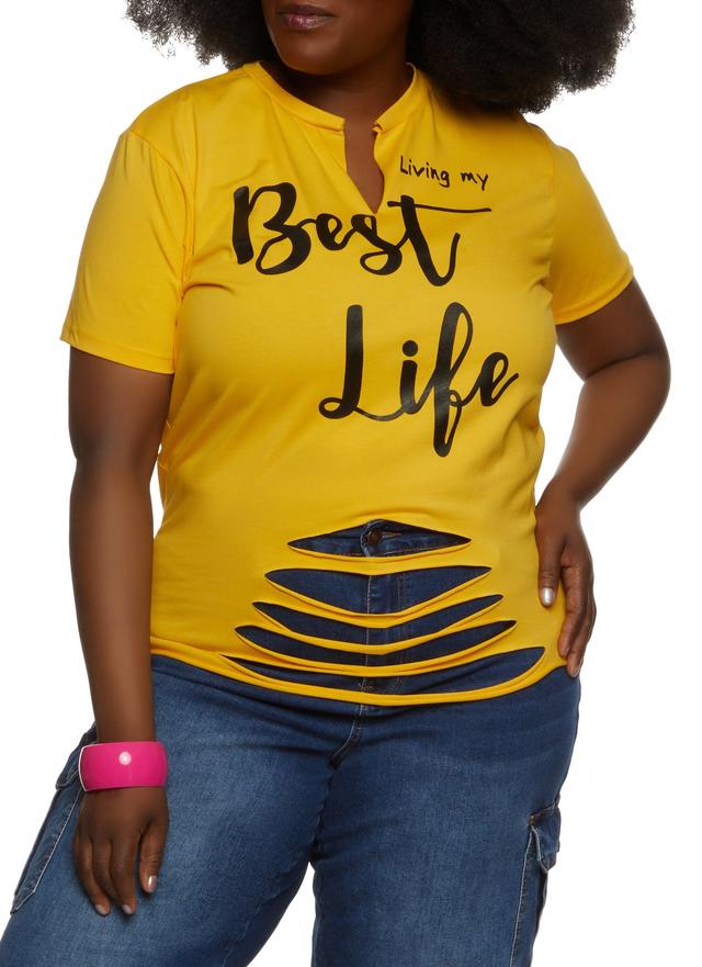 Womens Plus Size Living My Best Life Laser Cut Graphic Tee Product Image