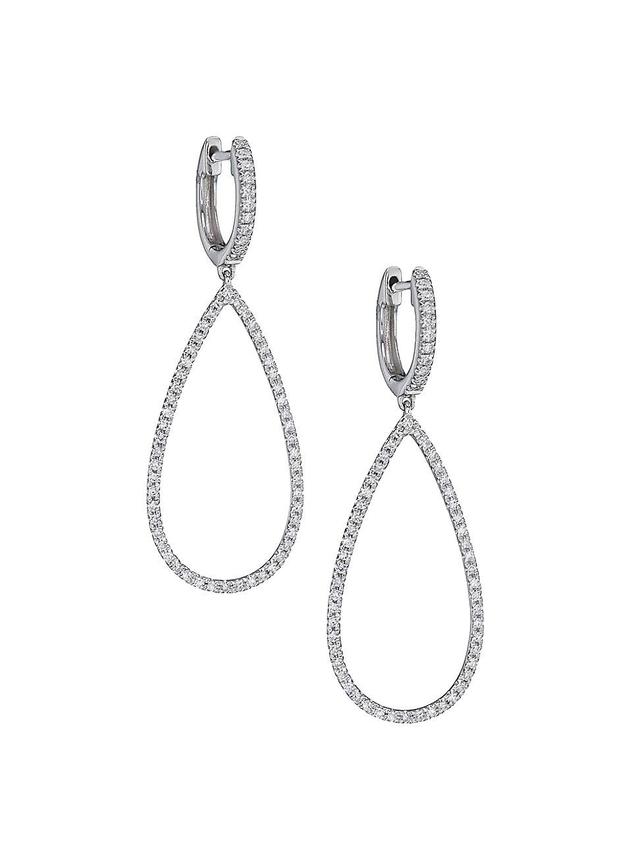 Womens 14K White Gold & 0.40 TCW Diamond Drop Earrings Product Image