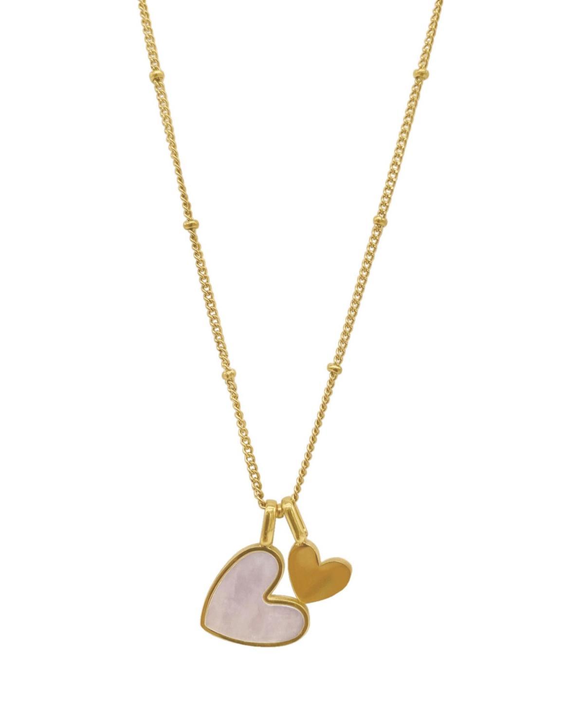 Adornia 18-20 Adjustable 14K Gold Plated Imitation Mother of Pearl Heart Charms Necklace Product Image