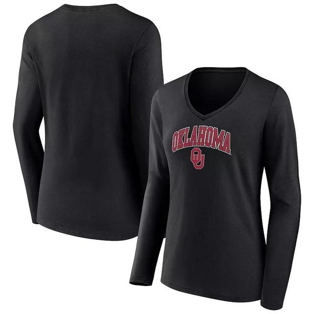 Womens Fanatics Branded Oklahoma Sooners Evergreen Campus Long Sleeve V-Neck T-Shirt Product Image