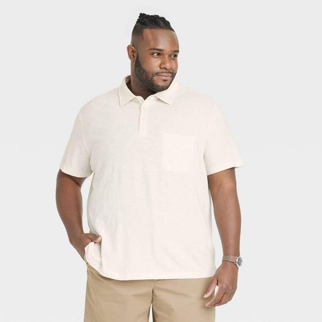 Mens Big & Tall Short Sleeve Slub Jersey Polo Shirt - Goodfellow & Co Cream 3XL Product Image