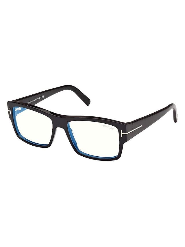 Mens 55MM Blue Block Rectangular Glasses Product Image