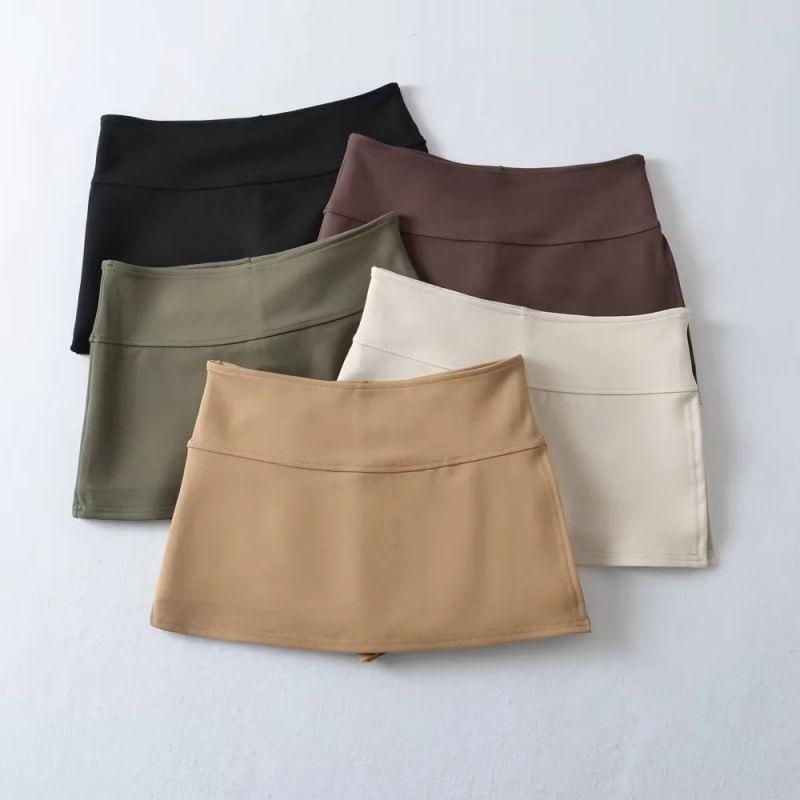 High Rise Plain A-Line Mini Skirt Product Image