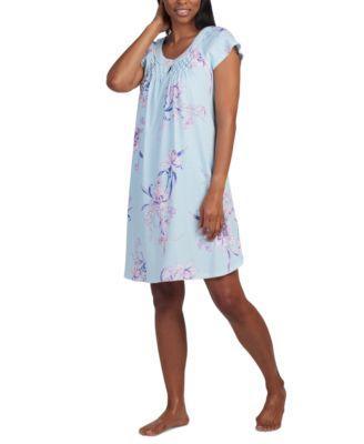 Miss Elaine Womens Gathered Floral Nightgown Product Image