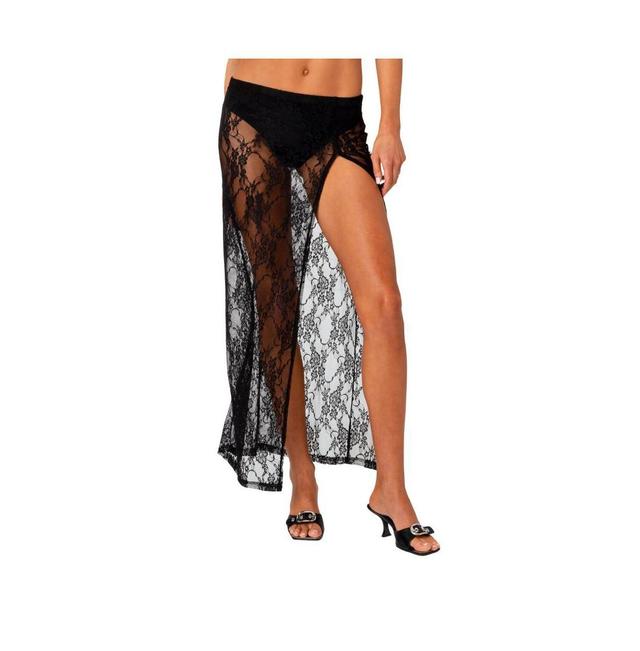 EDIKTED Aura Low Rise Lace Maxi Skirt in Black at Nordstrom, Size Small Product Image