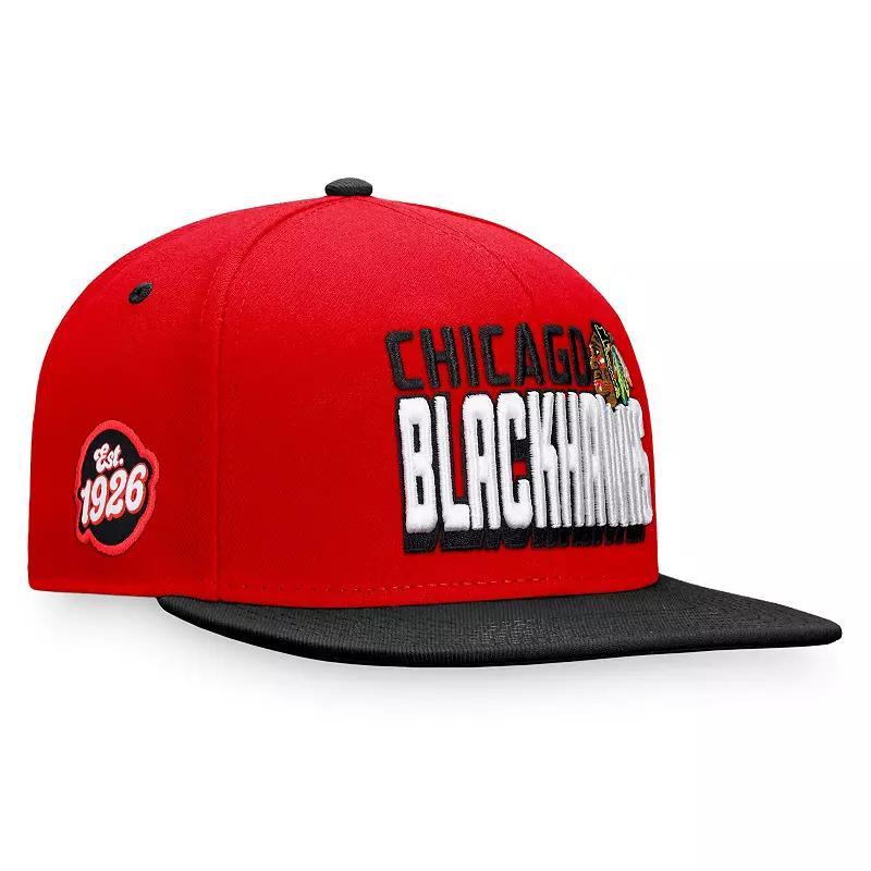 Mens Fanatics Branded /Black Chicago Blackhawks Heritage Retro Two-Tone Snapback Hat Product Image