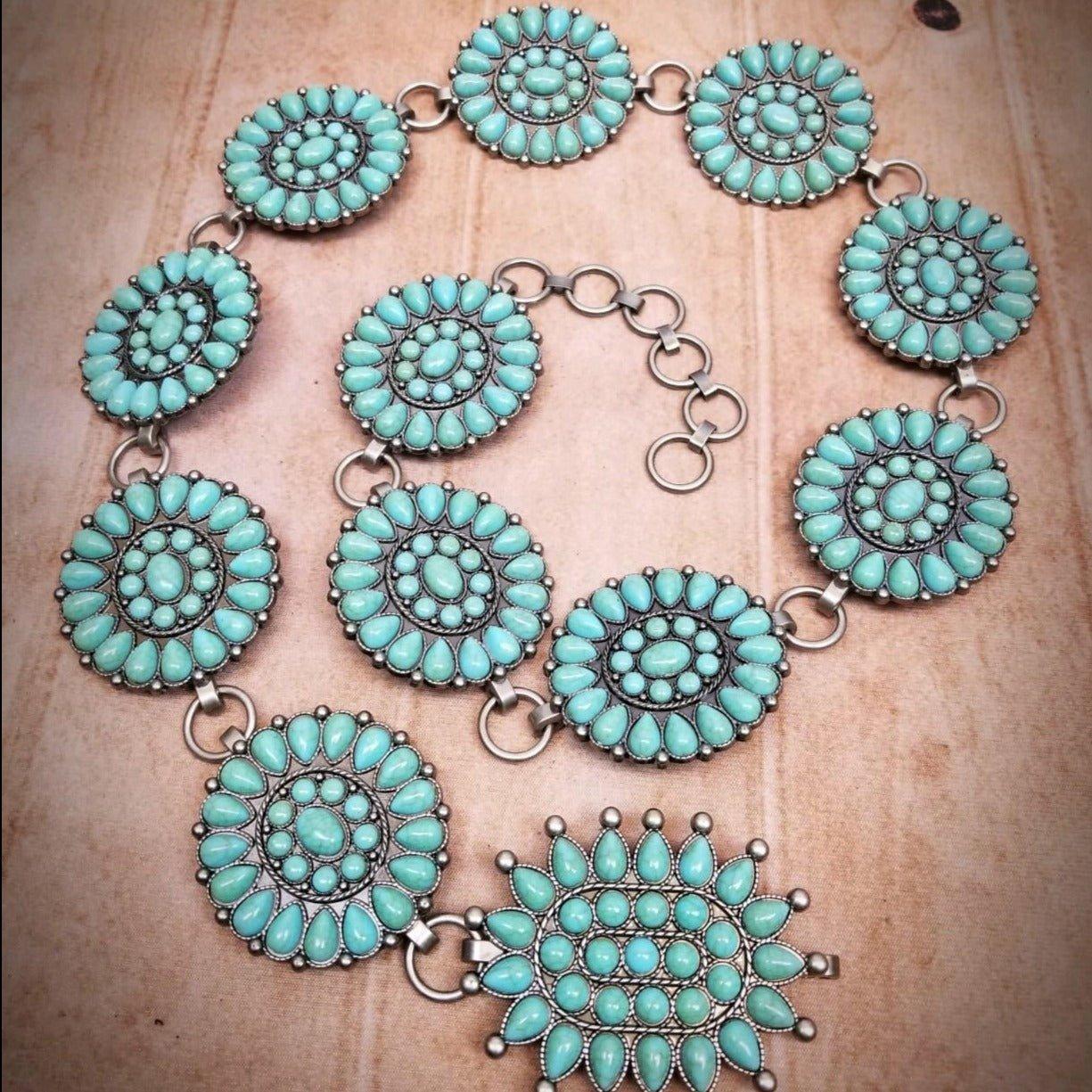 Turquoise Stone Link Chain Belt  Product Image