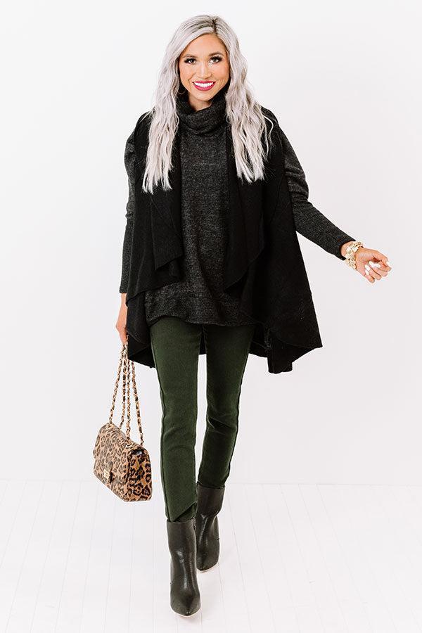 Chic In The Moment Poncho In Black Product Image