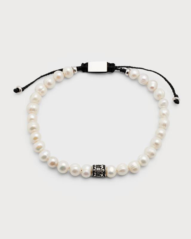 Mens Beaded Pearl Bracelet Product Image