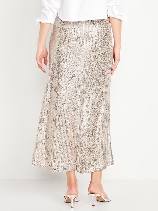 High-Waisted Sequin Maxi Skirt Product Image