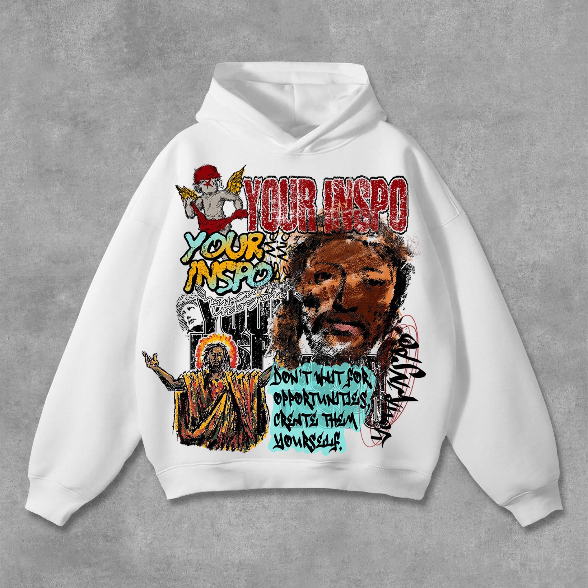 Your Inspo Graffiti Graphic Print Pocketless Hoodie Product Image