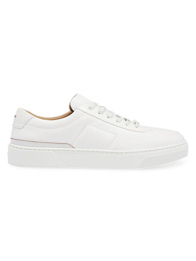 Mens Leather Low-Profile Trainers with Logo Lace Loop Product Image