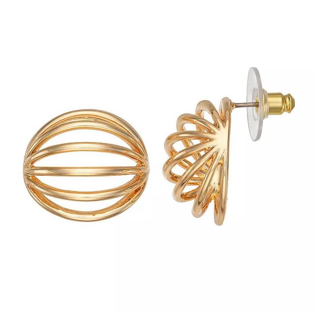 Nine West Gold Tone Half Domed Spread Coil Stud Earrings, Womens Product Image