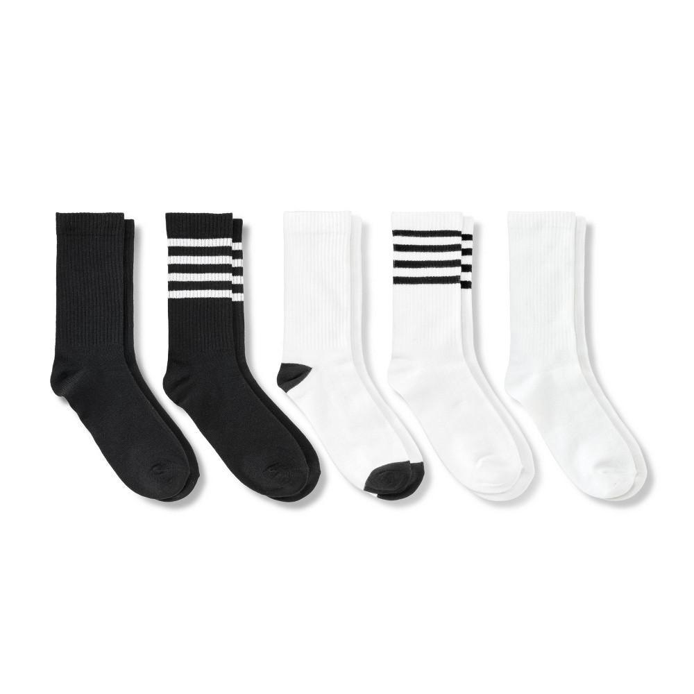 Womens Striped Ribbed 5pk Crew Socks - Dealworthy 4-10 Product Image