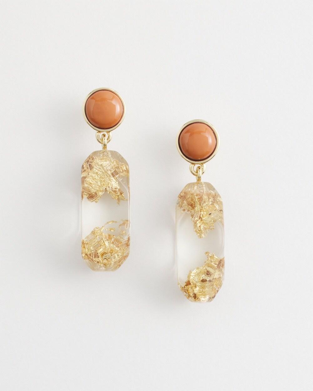 No Droop Lucite Gold Foil Earrings   Chico's - Brown - Women Product Image