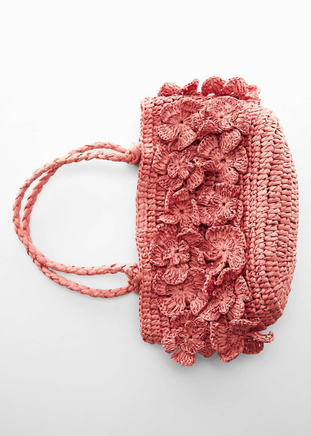 MANGO - Raffia effect flower bag - One size - Women Product Image