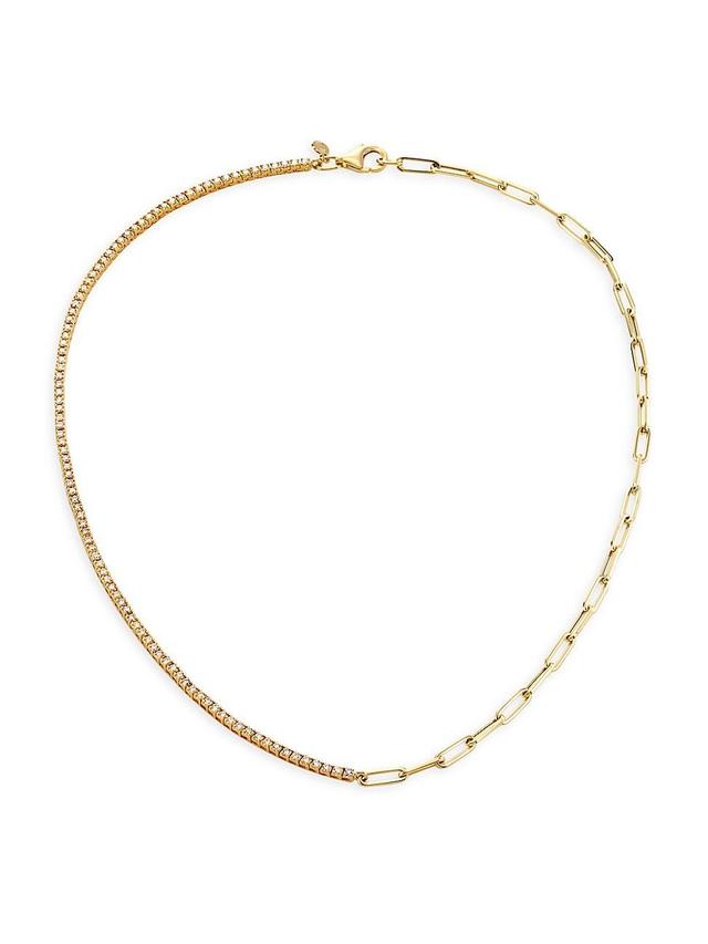 Womens 14K Yellow Gold & 2.13 TCW Diamond Mixed-Link Chain Necklace Product Image