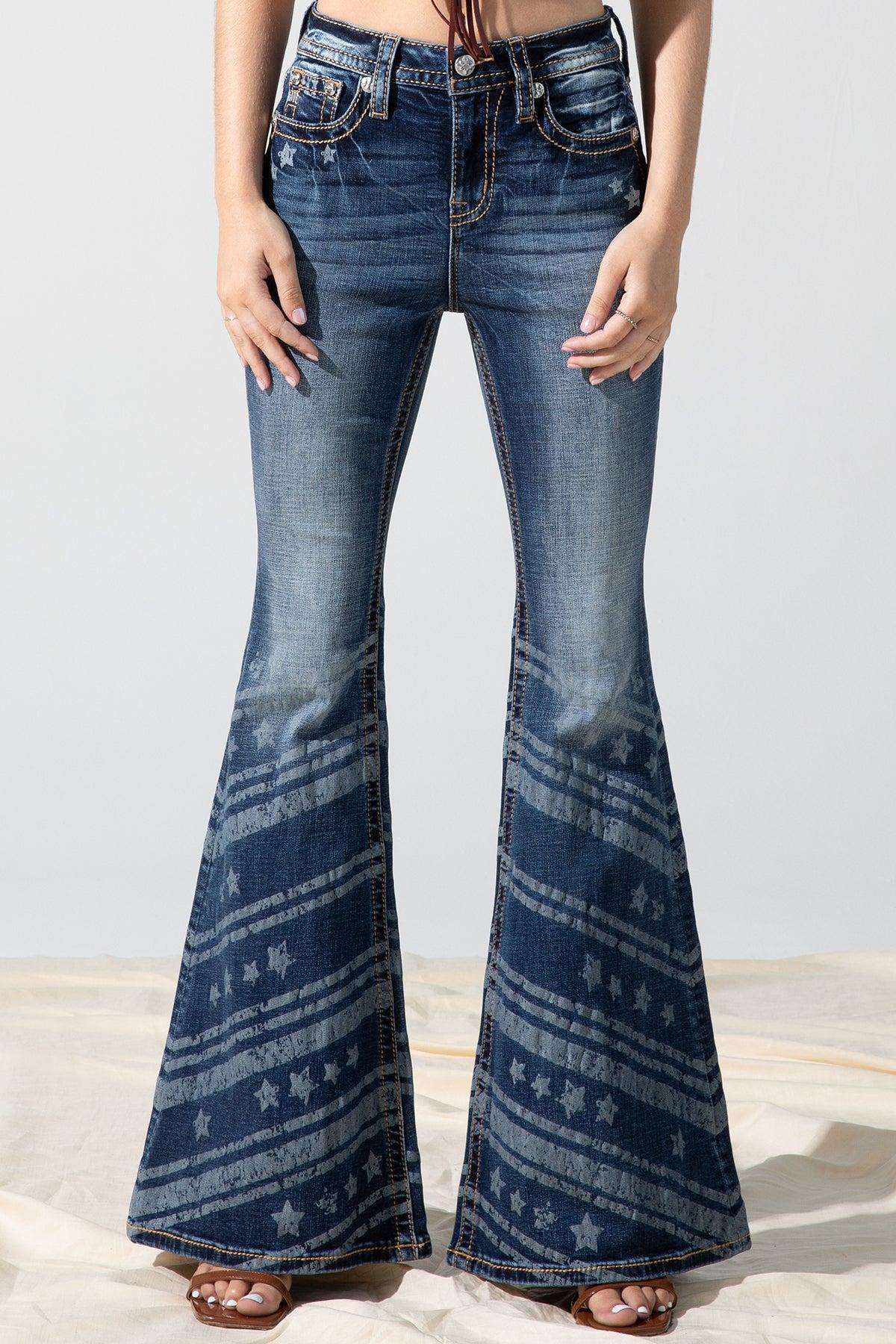 Stars n Stripes High Rise Flare Jeans Product Image