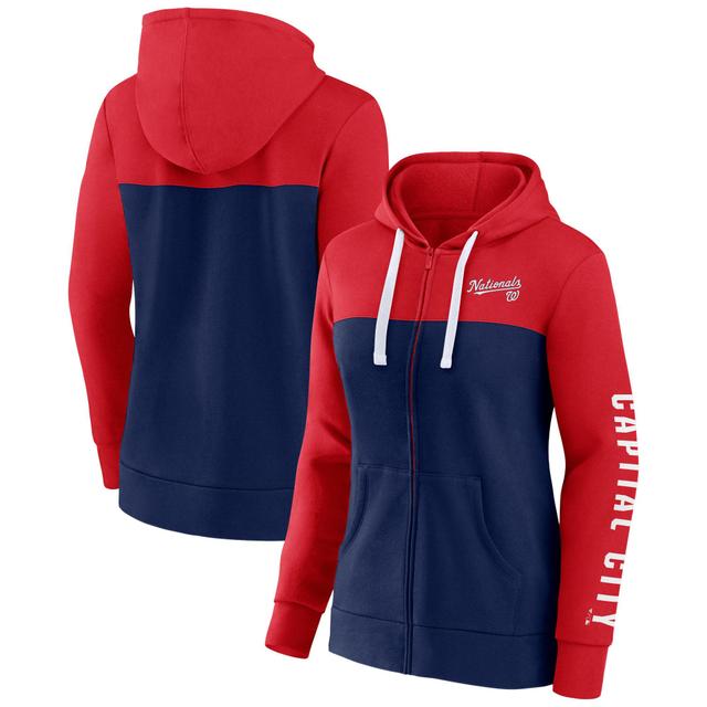 Womens Fanatics Branded /Navy Washington Nationals Take The Field Colorblocked Hoodie Full-Zip Jacket Product Image